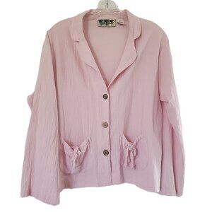 Palm Grove Boho Blazer Jacket 100% Cotton Large